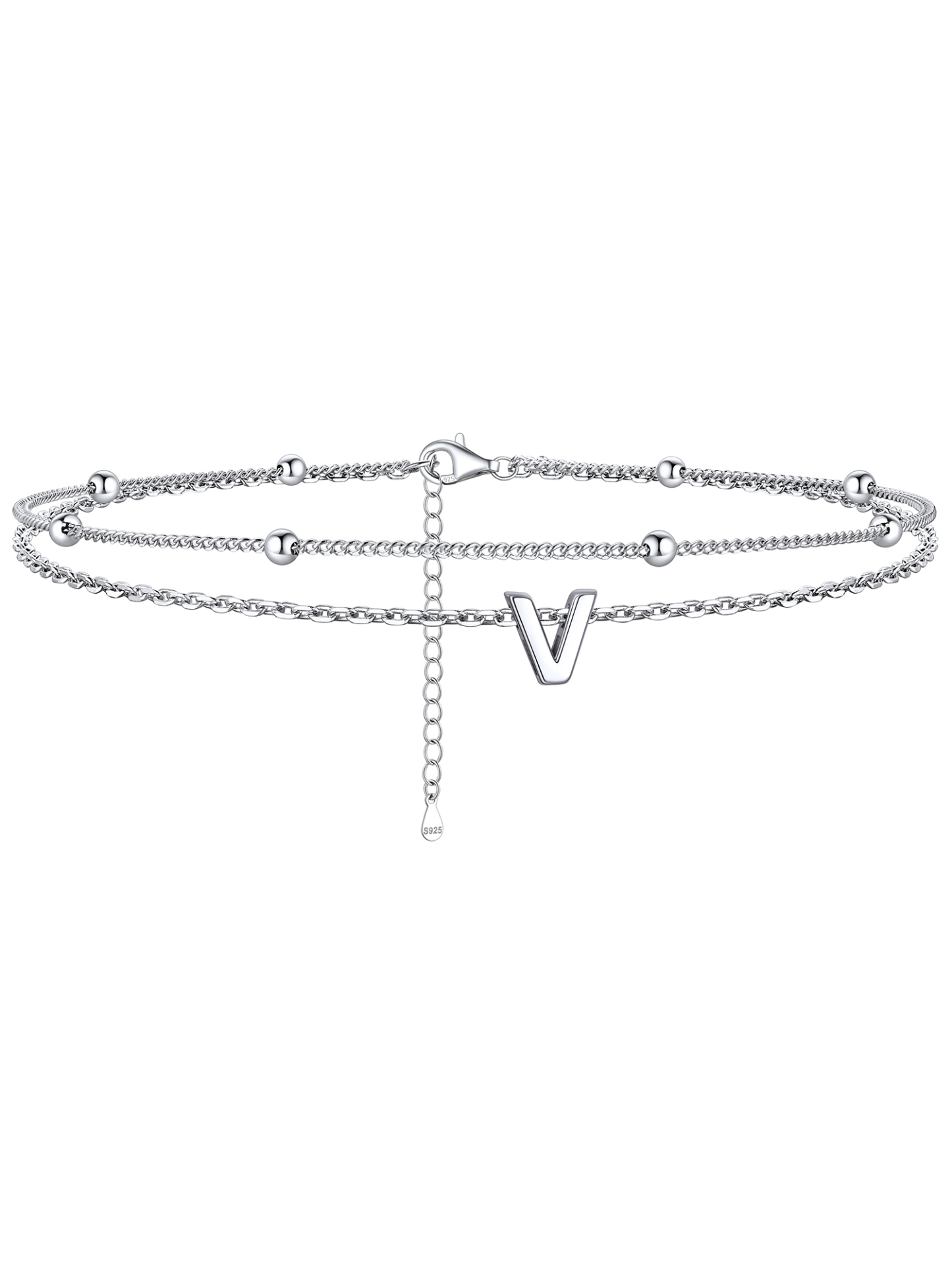 Dainty Layered Waterproof Initial Anklets