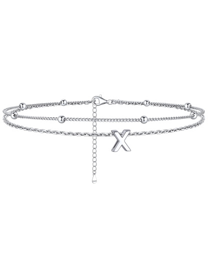 Dainty Layered Waterproof Initial Anklets