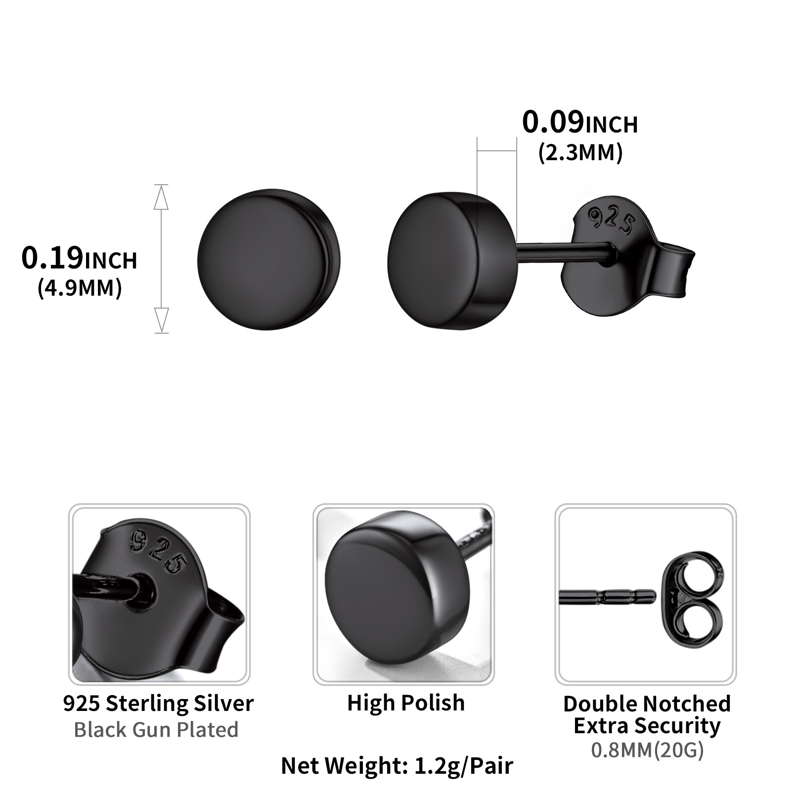 Punk Round Tiny Dot Studs for Men Women