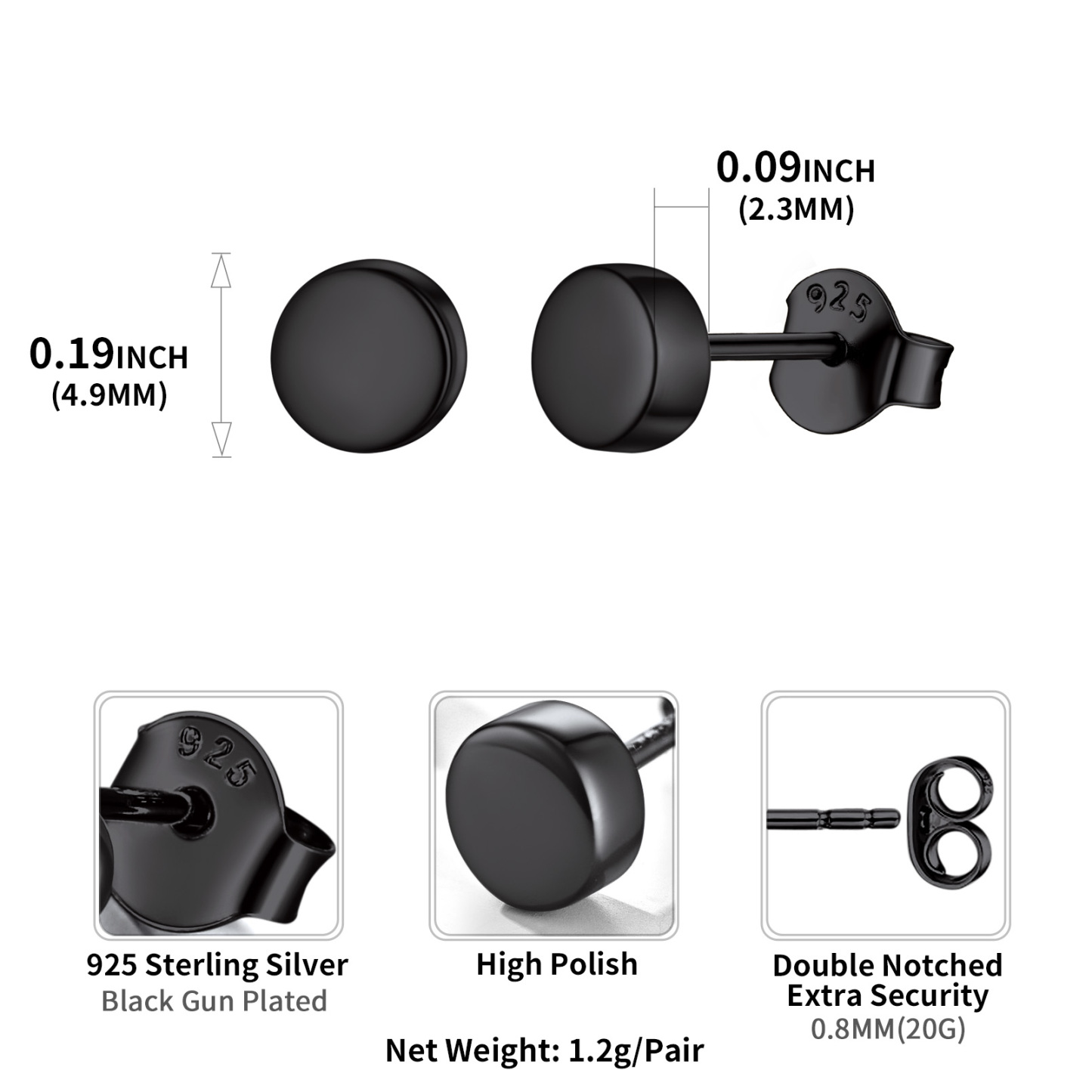 Punk Round Tiny Dot Studs for Men Women