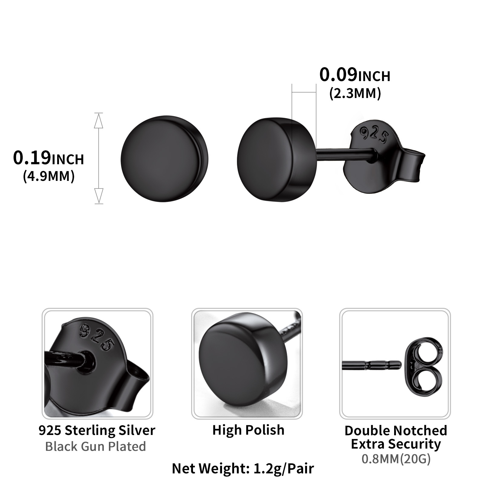 Punk Round Tiny Dot Studs for Men Women