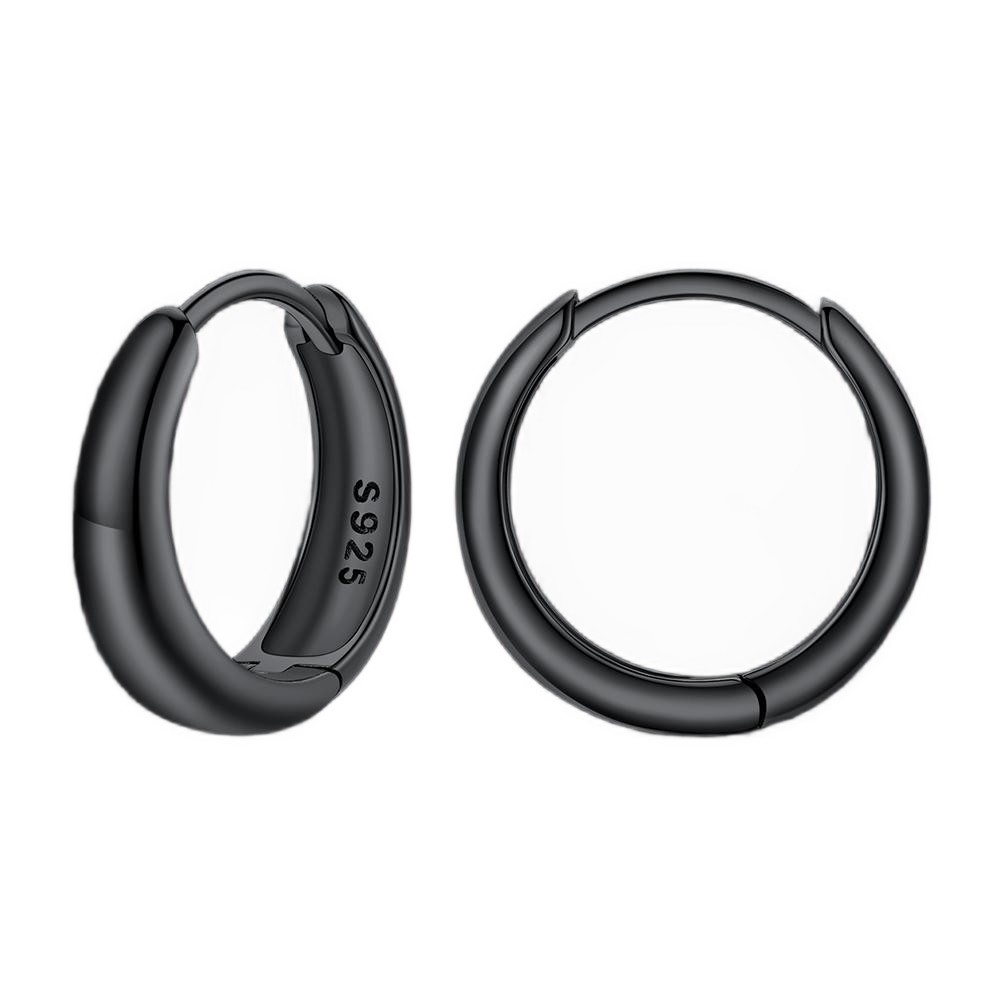 Simple Sterling Silver Thick Huggie Hoop Earrings for Men