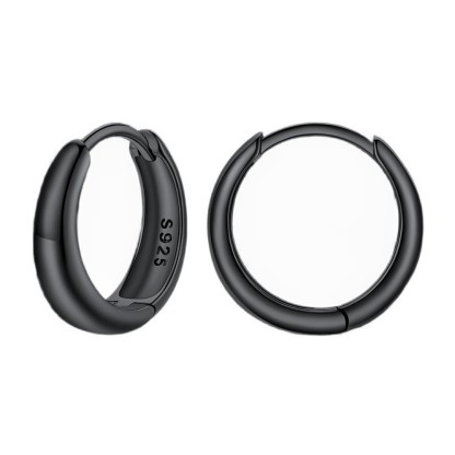 Simple Sterling Silver Thick Huggie Hoop Earrings for Men