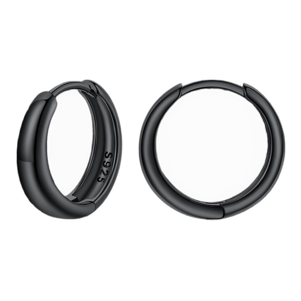 Simple Sterling Silver Thick Huggie Hoop Earrings for Men