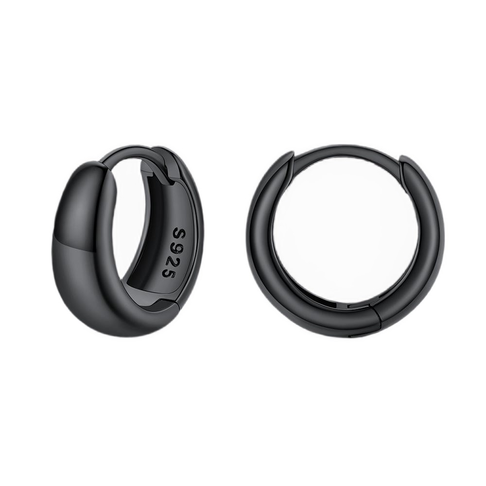 Simple Sterling Silver Thick Huggie Hoop Earrings for Men