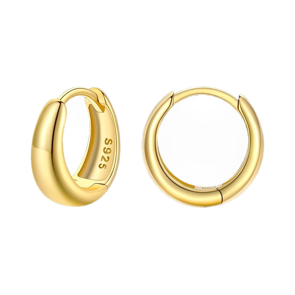 Simple Sterling Silver Thick Huggie Hoop Earrings for Men