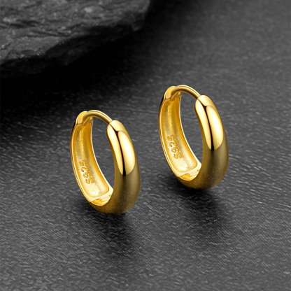 Simple Sterling Silver Thick Huggie Hoop Earrings for Men