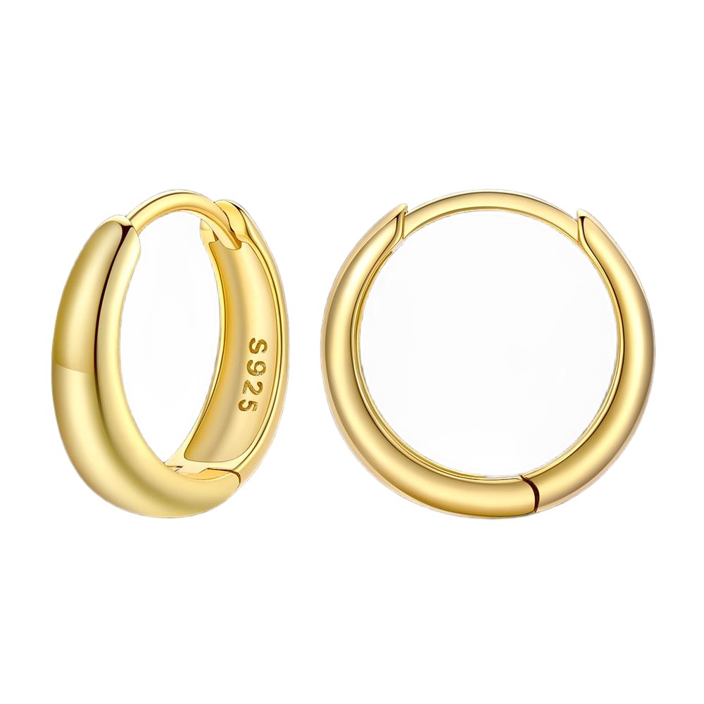 Simple Sterling Silver Thick Huggie Hoop Earrings for Men