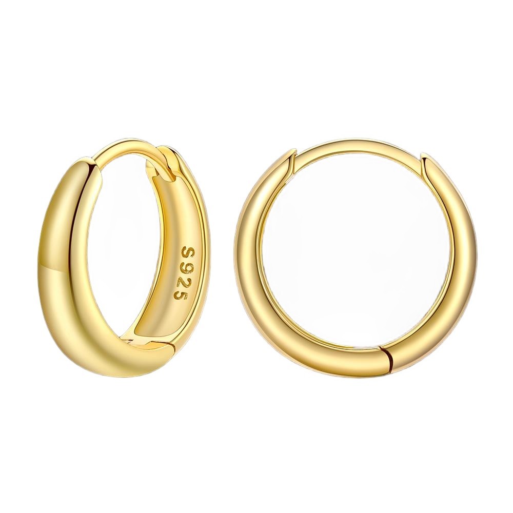 Simple Sterling Silver Thick Huggie Hoop Earrings for Men