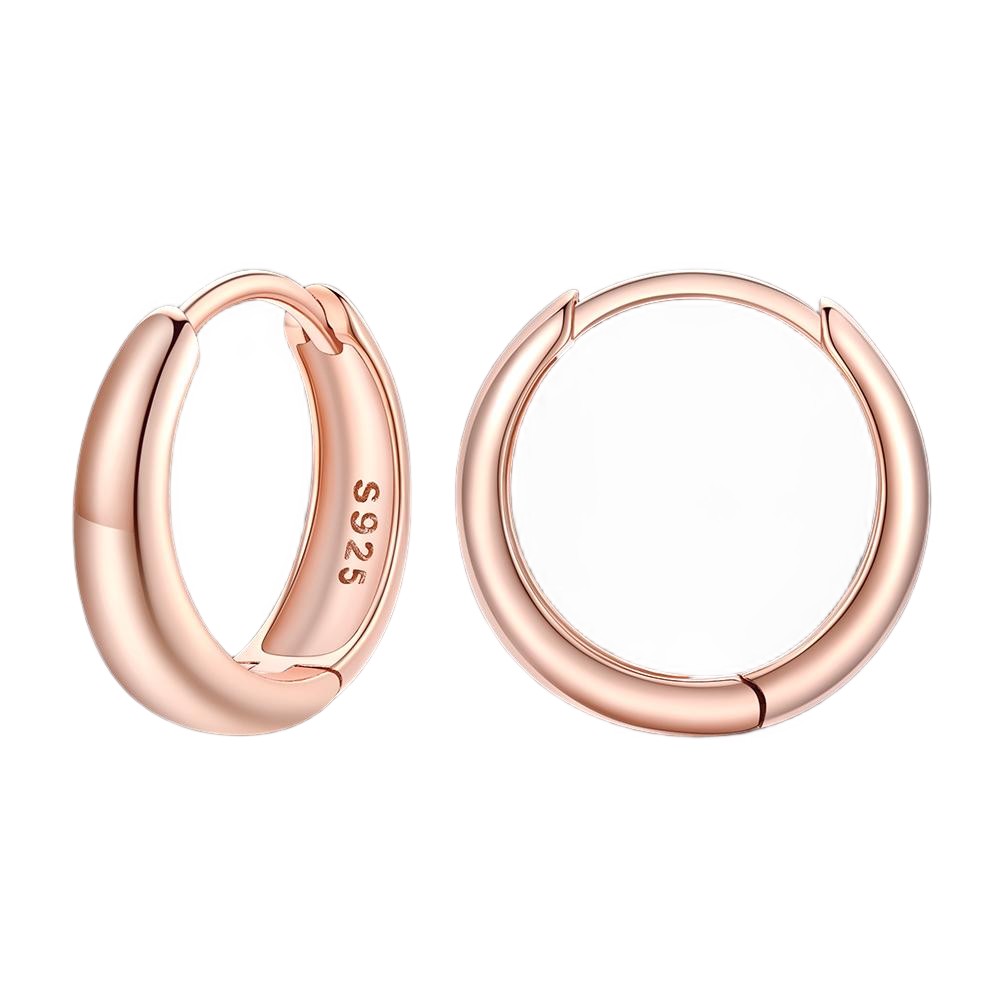 Simple Sterling Silver Thick Huggie Hoop Earrings for Men