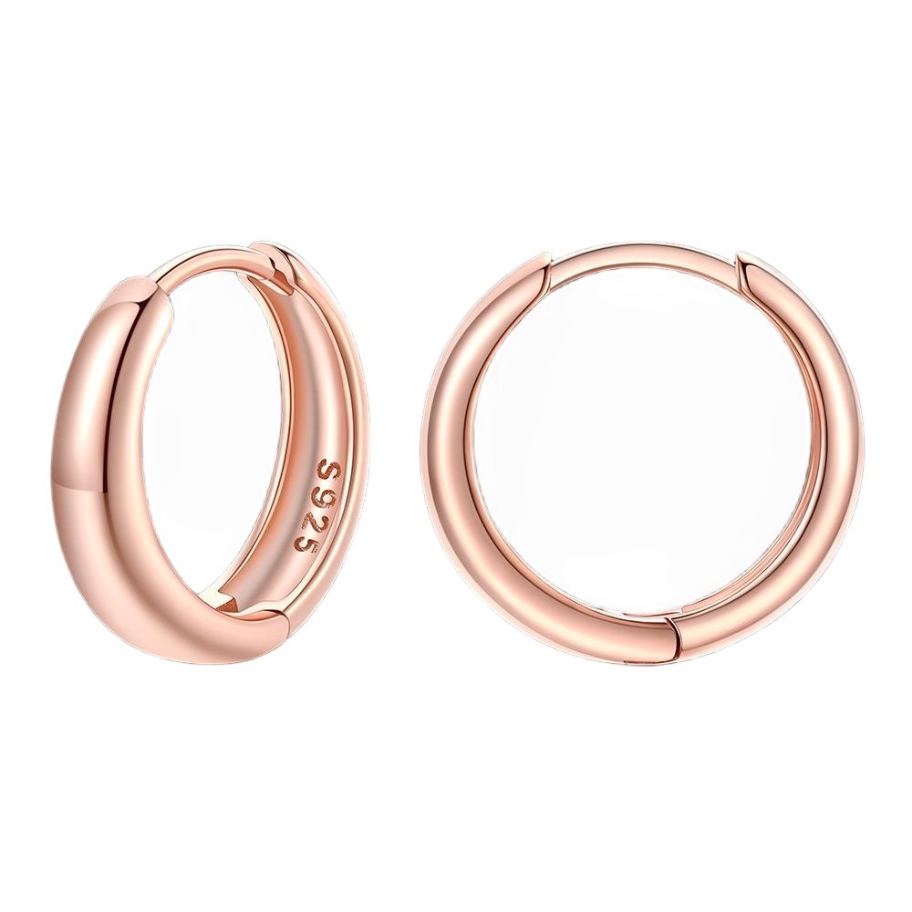 Simple Sterling Silver Thick Huggie Hoop Earrings for Men