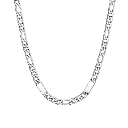 Custom Engravable 1-6 Names Figaro Chain Necklace For Him