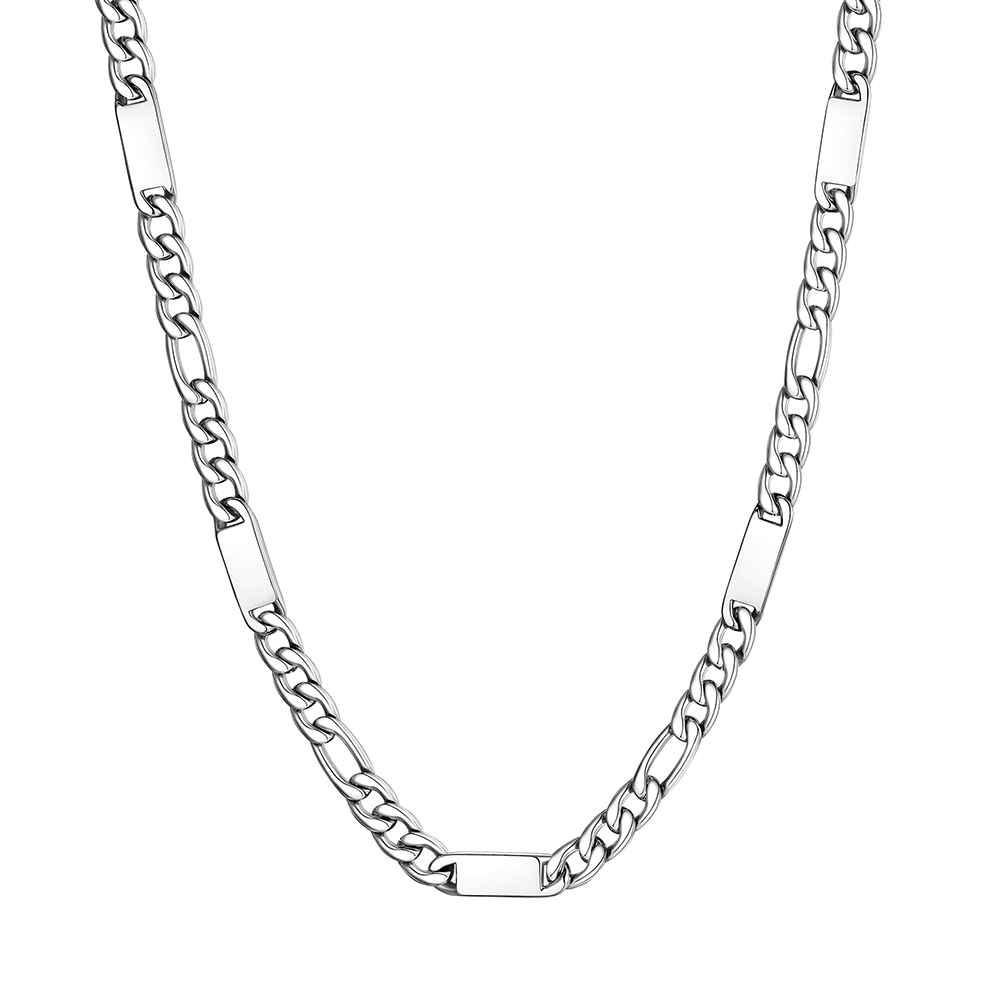 Custom Engravable 1-6 Names Figaro Chain Necklace For Him