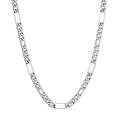 Custom Engravable 1-6 Names Figaro Chain Necklace For Him