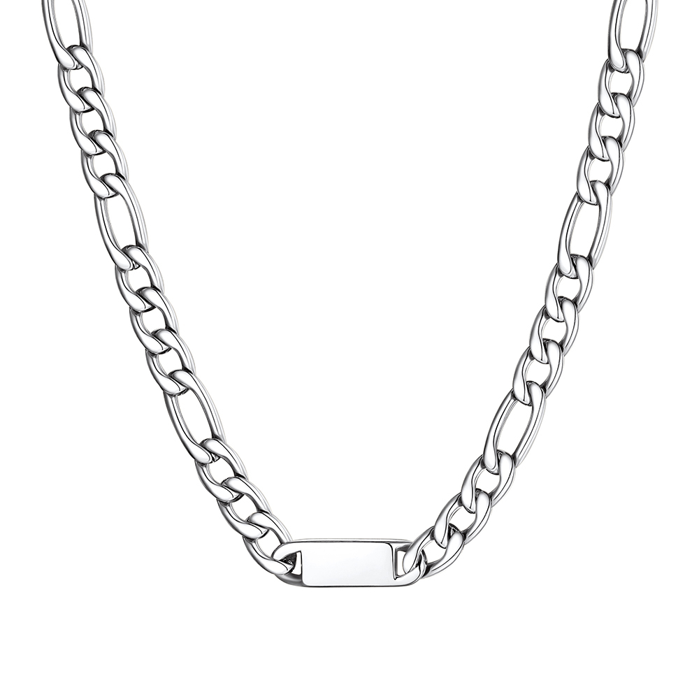 Custom Engravable 1-6 Names Figaro Chain Necklace For Him