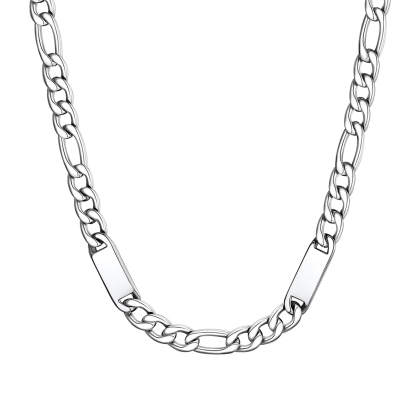 Custom Engravable 1-6 Names Figaro Chain Necklace For Him