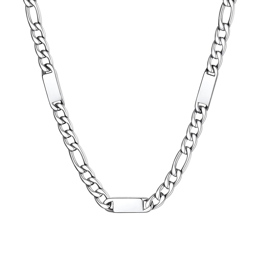 Custom Engravable 1-6 Names Figaro Chain Necklace For Him