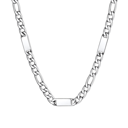 Custom Engravable 1-6 Names Figaro Chain Necklace For Him