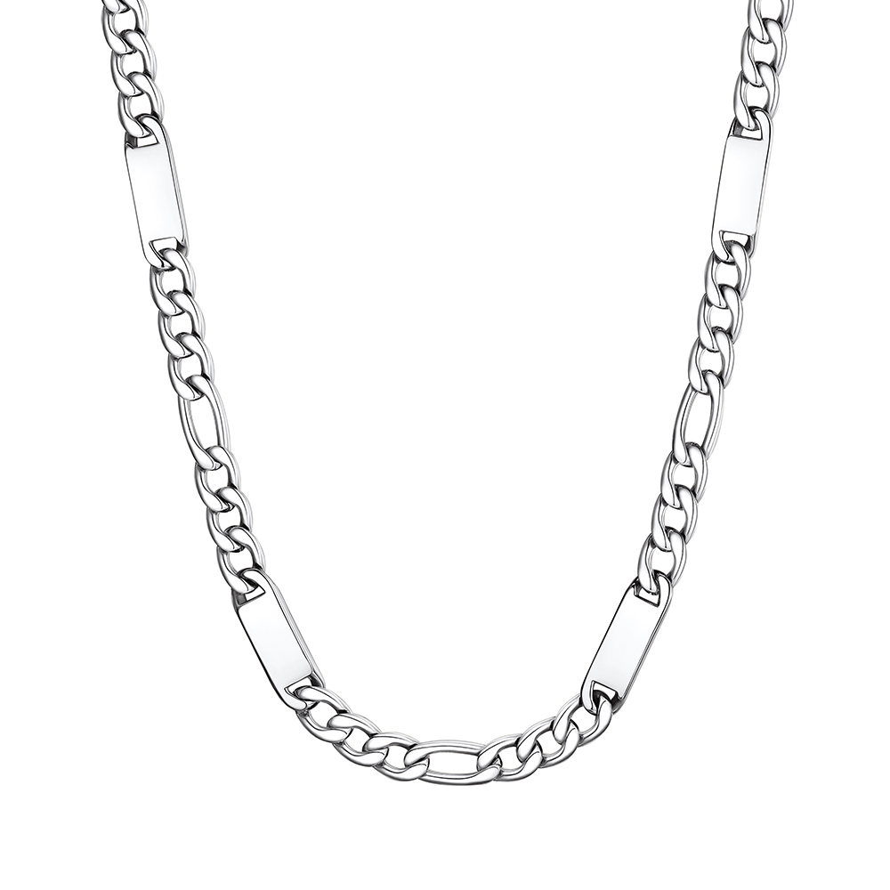 Custom Engravable 1-6 Names Figaro Chain Necklace For Him