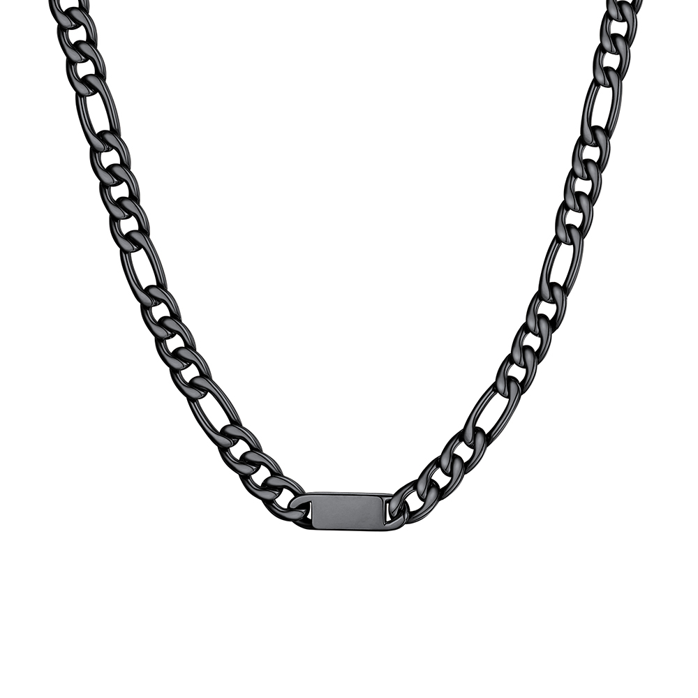 Custom Engravable 1-6 Names Figaro Chain Necklace For Him