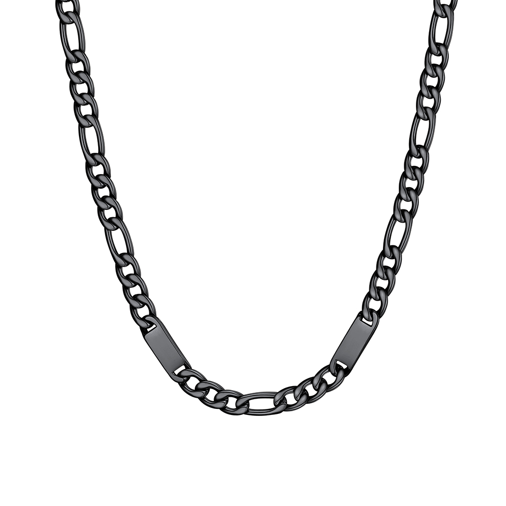 Custom Engravable 1-6 Names Figaro Chain Necklace For Him
