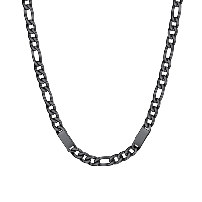 Custom Engravable 1-6 Names Figaro Chain Necklace For Him