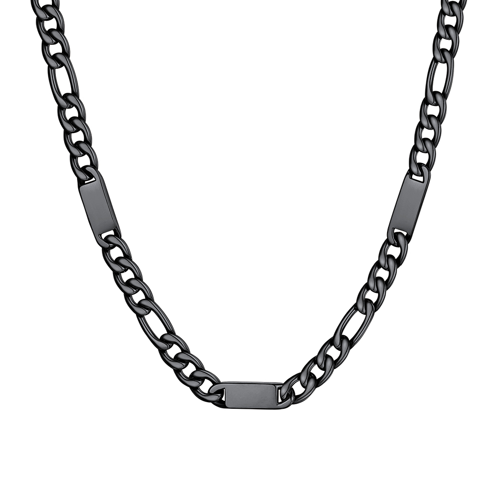 Custom Engravable 1-6 Names Figaro Chain Necklace For Him