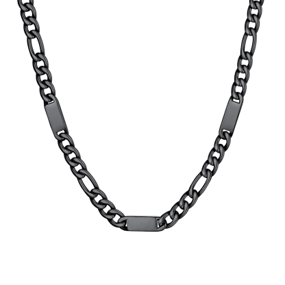 Custom Engravable 1-6 Names Figaro Chain Necklace For Him