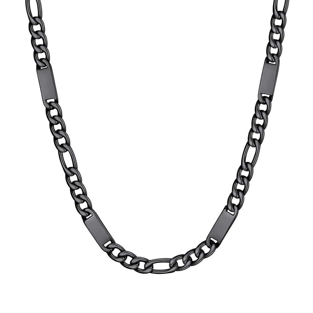 Custom Engravable 1-6 Names Figaro Chain Necklace For Him