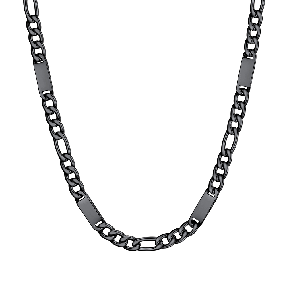 Custom Engravable 1-6 Names Figaro Chain Necklace For Him