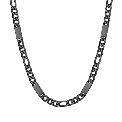 Custom Engravable 1-6 Names Figaro Chain Necklace For Him