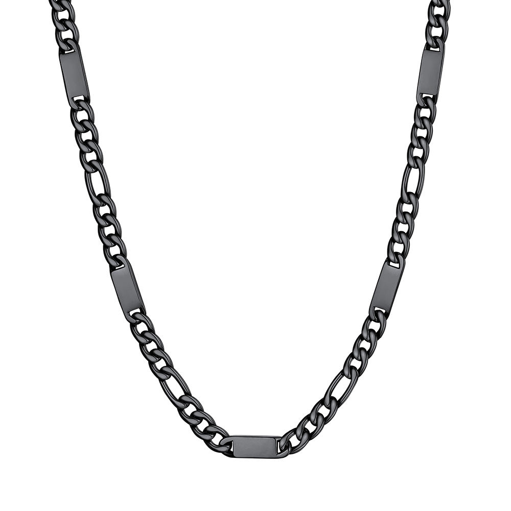 Custom Engravable 1-6 Names Figaro Chain Necklace For Him