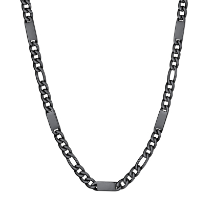 Custom Engravable 1-6 Names Figaro Chain Necklace For Him