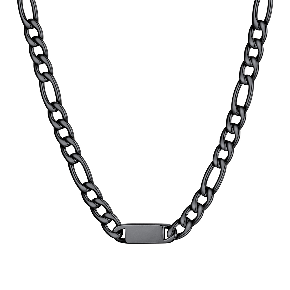 Custom Engravable 1-6 Names Figaro Chain Necklace For Him