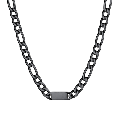 Custom Engravable 1-6 Names Figaro Chain Necklace For Him