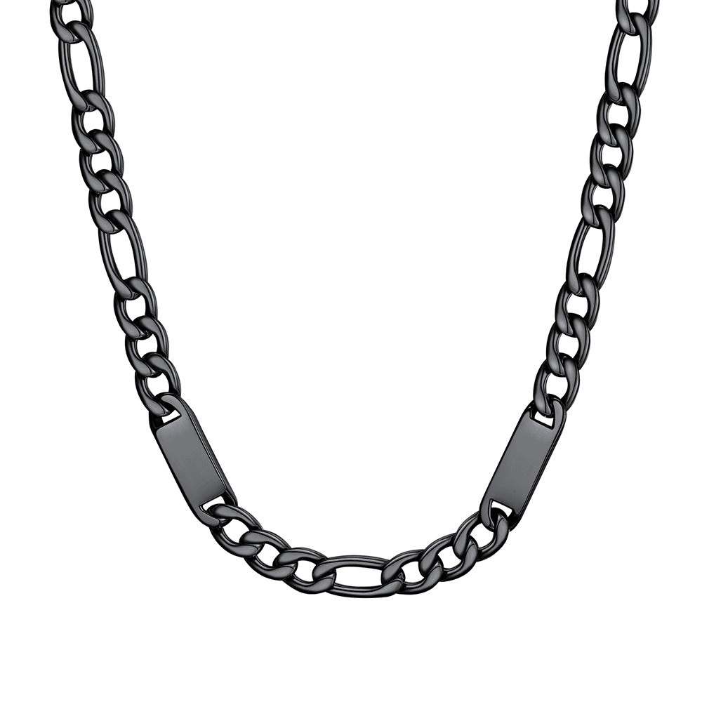 Custom Engravable 1-6 Names Figaro Chain Necklace For Him