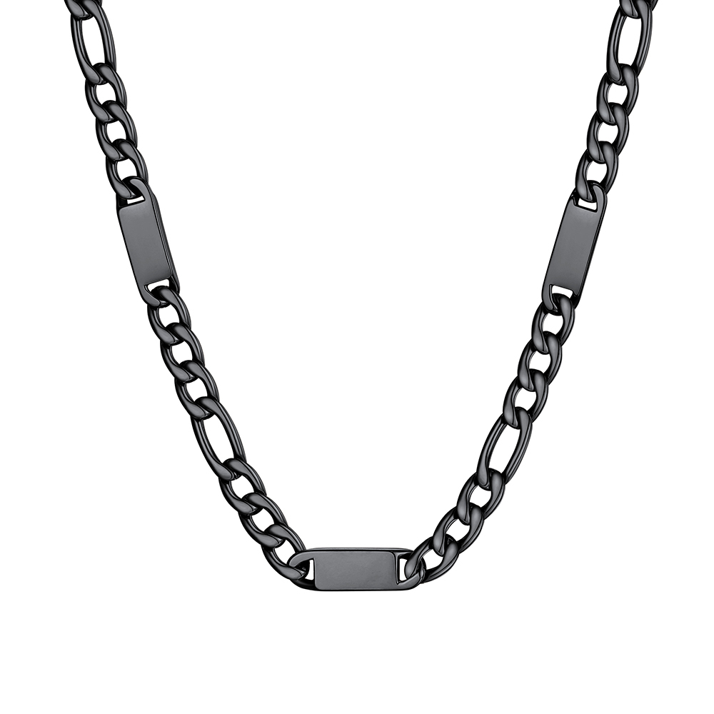 Custom Engravable 1-6 Names Figaro Chain Necklace For Him