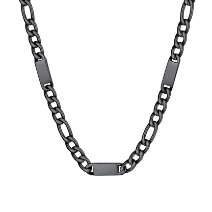 Custom Engravable 1-6 Names Figaro Chain Necklace For Him