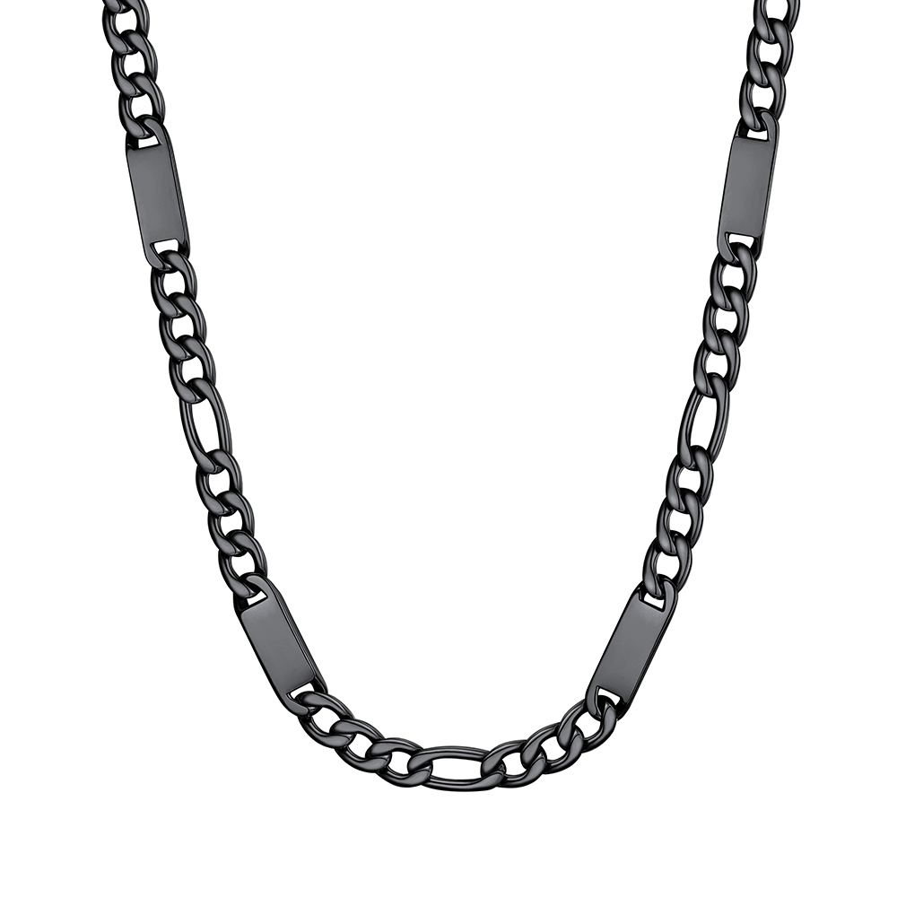 Custom Engravable 1-6 Names Figaro Chain Necklace For Him