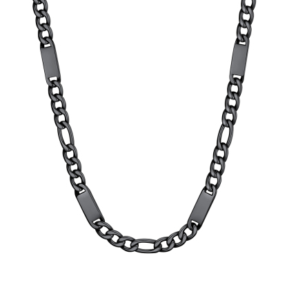 Custom Engravable 1-6 Names Figaro Chain Necklace For Him