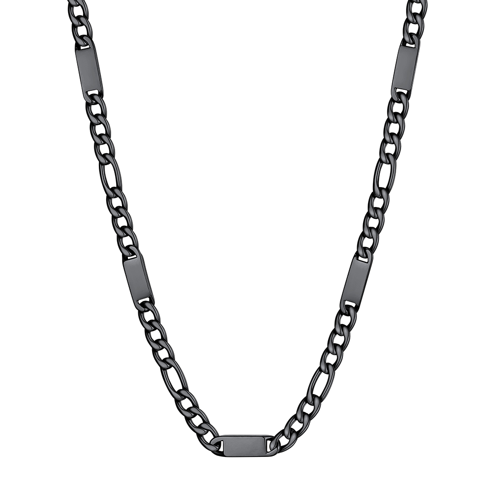 Custom Engravable 1-6 Names Figaro Chain Necklace For Him