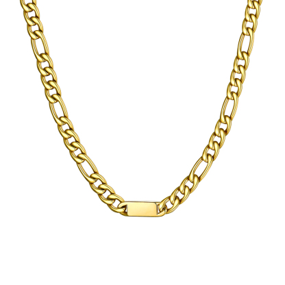 Custom Engravable 1-6 Names Figaro Chain Necklace For Him
