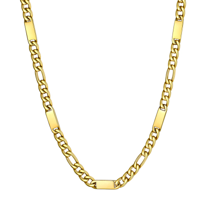 Custom Engravable 1-6 Names Figaro Chain Necklace For Him
