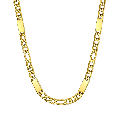Custom Engravable 1-6 Names Figaro Chain Necklace For Him