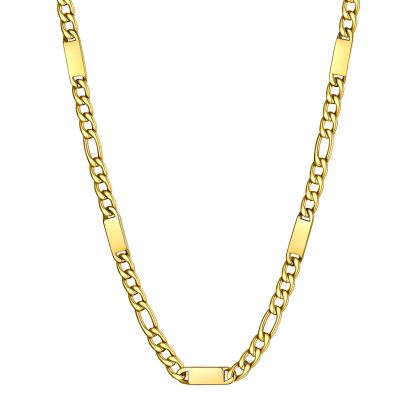 Custom Engravable 1-6 Names Figaro Chain Necklace For Him