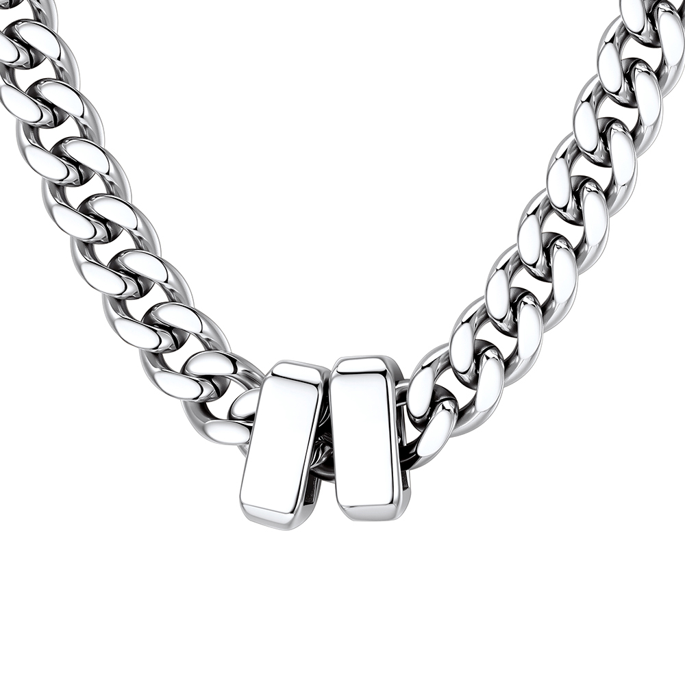 Custom Engravable Name Beads Cuban Chain Necklace For Men