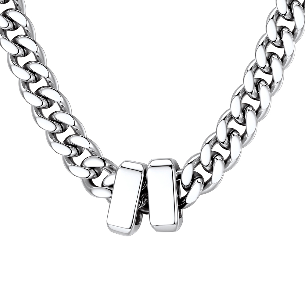 Custom Engravable Name Beads Cuban Chain Necklace For Men