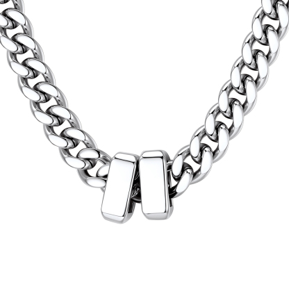 Custom Engravable Name Beads Cuban Chain Necklace For Men