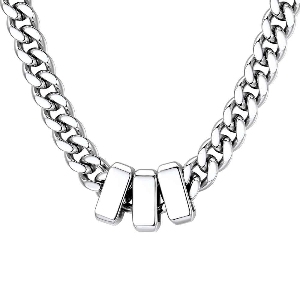 Custom Engravable Name Beads Cuban Chain Necklace For Men