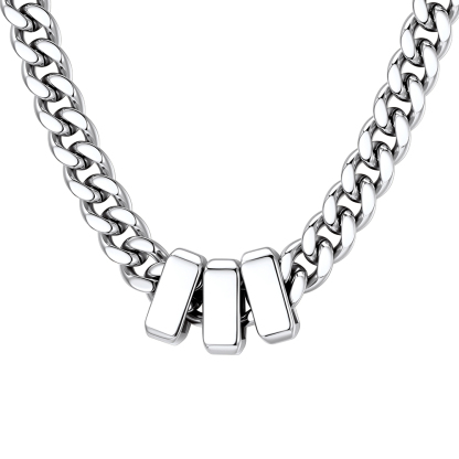 Custom Engravable Name Beads Cuban Chain Necklace For Men